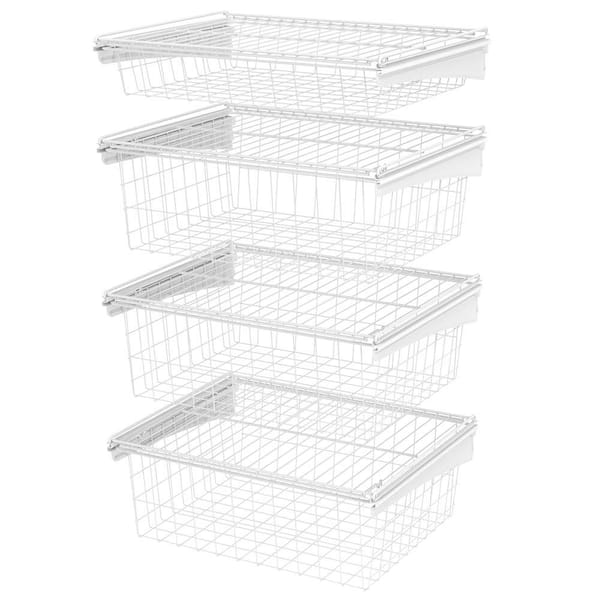 ClosetMaid 27 in. H x 21 in. W White Steel 4-Drawer Wide Mesh Wire Basket  2815 - The Home Depot