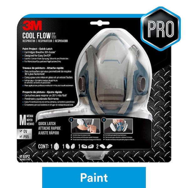 3M P100 Reusable Project Respirator with Quick Latch Mask, Size Medium