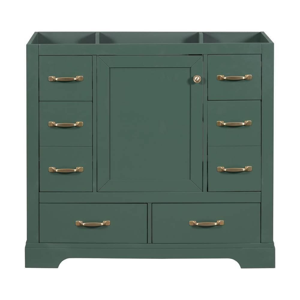 36 in. W x 17.9 in. D x 33 in. H Bath Vanity Cabinet with Out Top with Six Drawers and Adjustable Shelf in Green