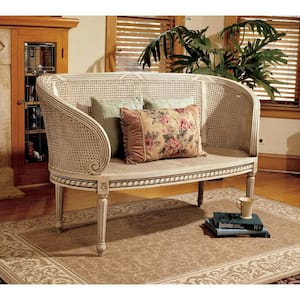 Parisian Oval Brown Oak Finish Rattan Loveseat Settee 37 in. H x 60 in. W x 26 in.D