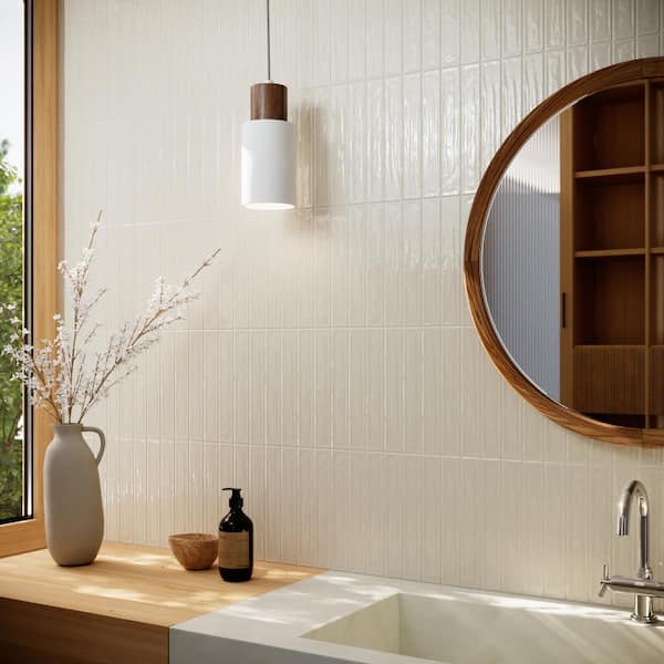 MOLOVO Nova White 1.97 in. x 11.81 in. Polished Ceramic Subway