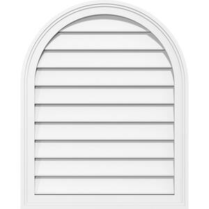22" x 32" Round Top Surface Mount PVC Gable Vent: Functional with Brickmould Frame