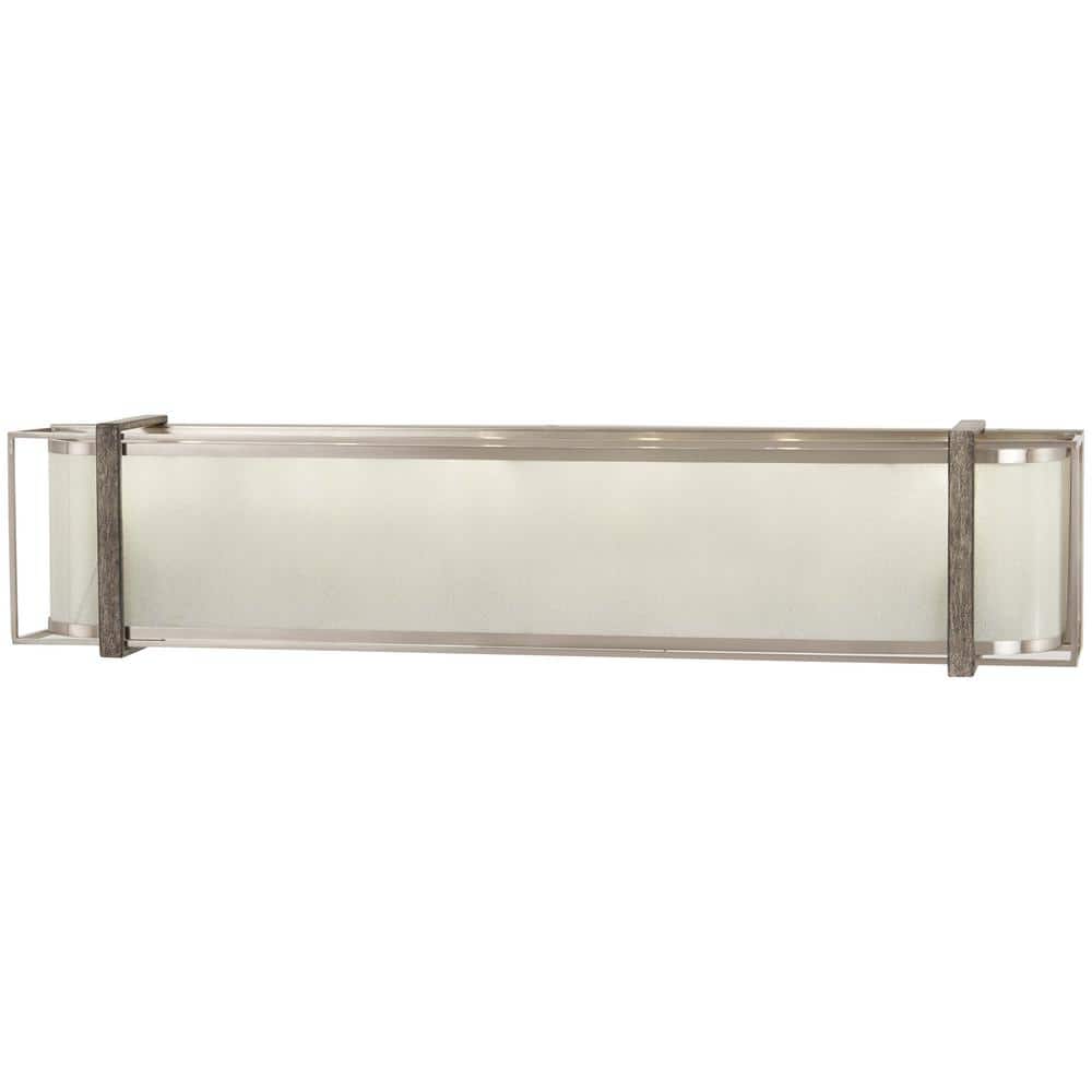 Tyson's Gate Brushed Nickel & Shale Wood 6-Light Vanity with White Iris Glass