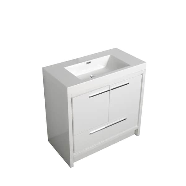 Elsa 60” Freestanding Bathroom Vanity With Royal White Reinforced Acrylic  Double Sink Top