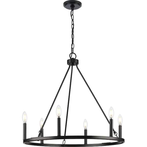 Gilliam 27--5/8 in. 6-Light Matte Black Chandelier