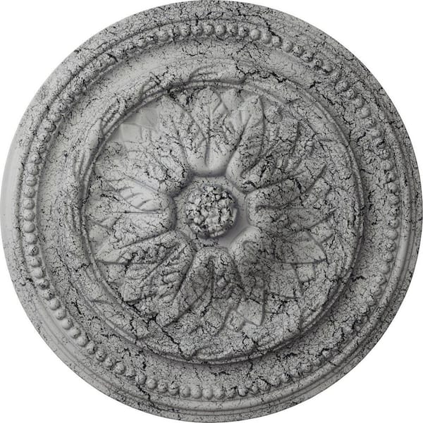 Ekena Millwork 2-1/4 in. x 16 in. x 16 in. Polyurethane Wigan Ceiling Medallion, Ultra Pure White Crackle