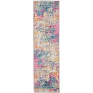 Passion Ivory Multicolor 2 ft. x 12 ft. Abstract Contemporary Runner Area Rug