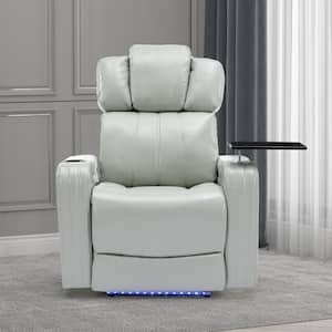 Gray PU Leather Power Recliner with Cooling Cup Holder, Bluetooth Speaker, USB Ports and Arm Storage