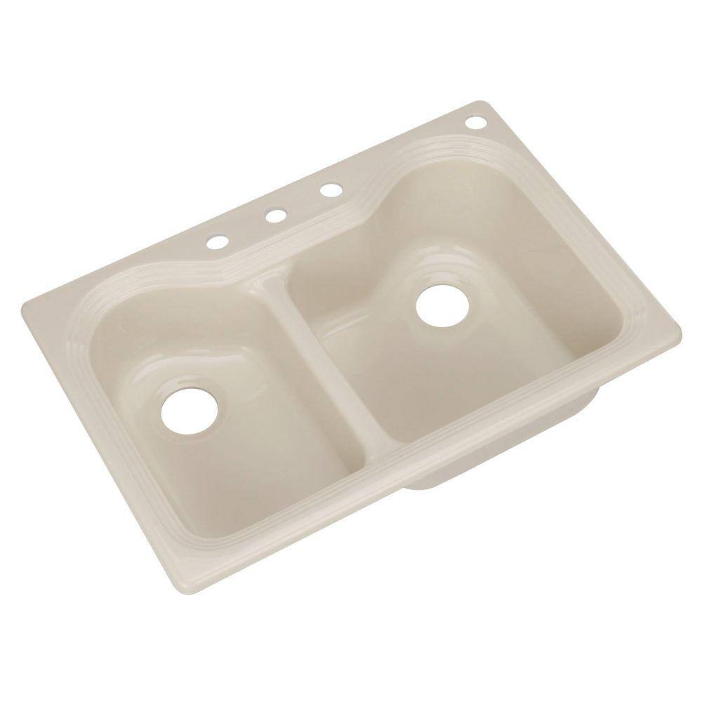 Thermocast Breckenridge Drop-In Acrylic 33 in. 4-Hole Double Bowl ...