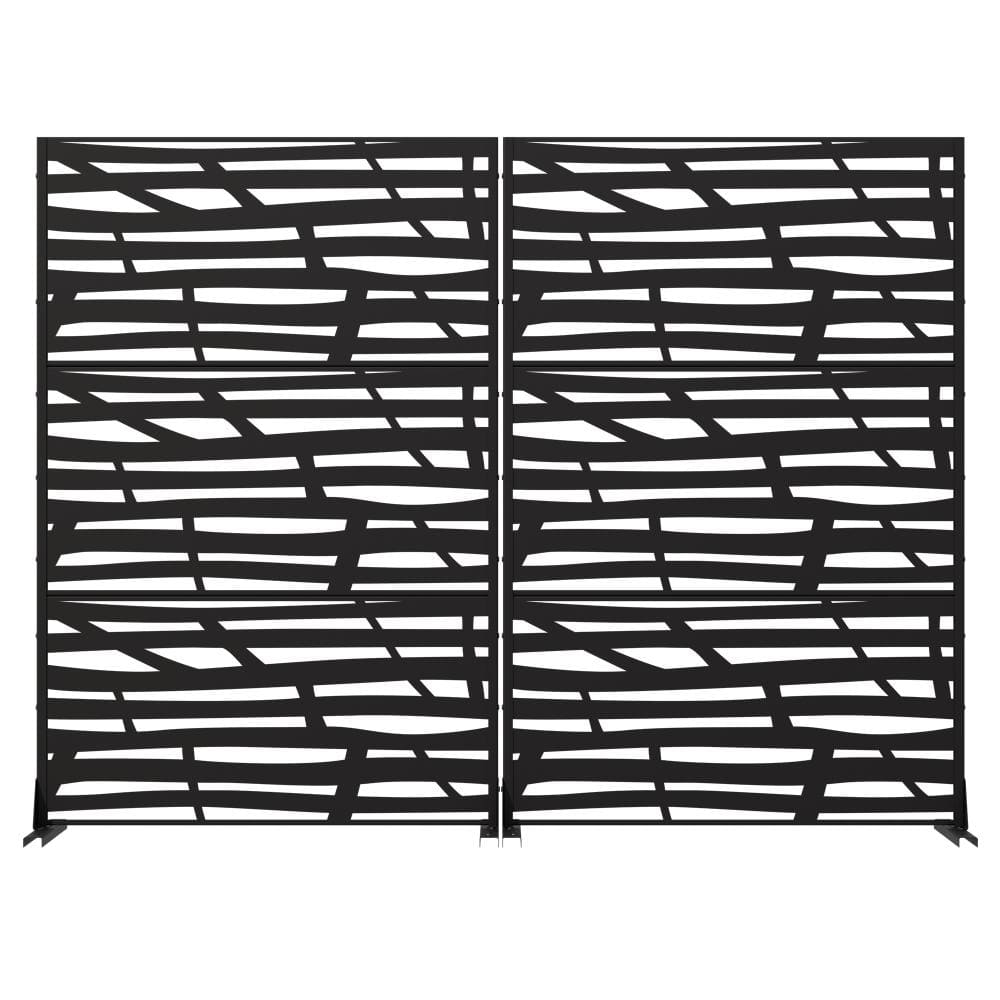 72 in. H x 47 in. W Outdoor Black Galvanized Steel Decorative Garden Fence Privacy Screen (2-Pack) price history on PriceWatchPro