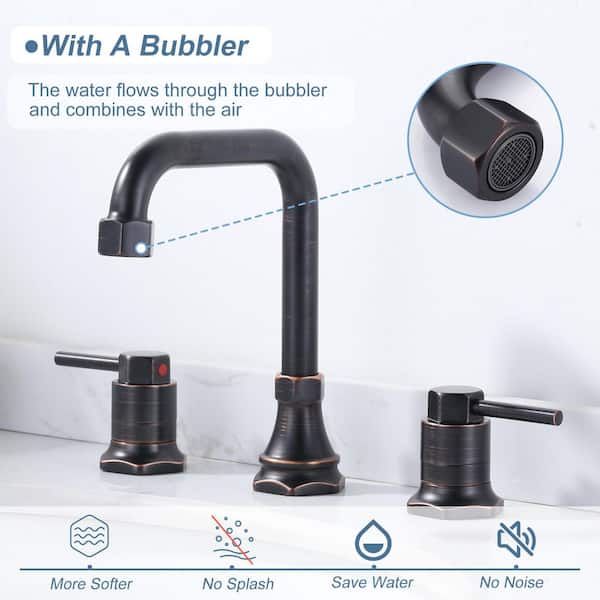 Double Handle 8 in. Widespread Bathroom Faucet, 3-Hole Bathroom Sink Faucet with Pop-Up Drain Kit in Oil Rubbed Bronze