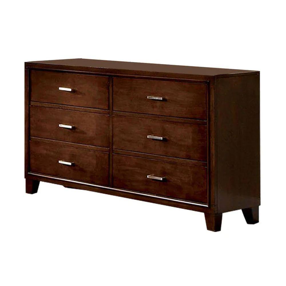 Benjara 58 in. Brown 6Drawer Wooden Dresser Without Mirror BM137895