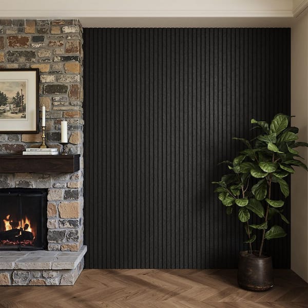 0.87 in. x 1.05 ft. x 8.83 ft. Black Finished Polystyrene Marble Imitation Acoustic Decorative Wall Paneling (4-Pack)