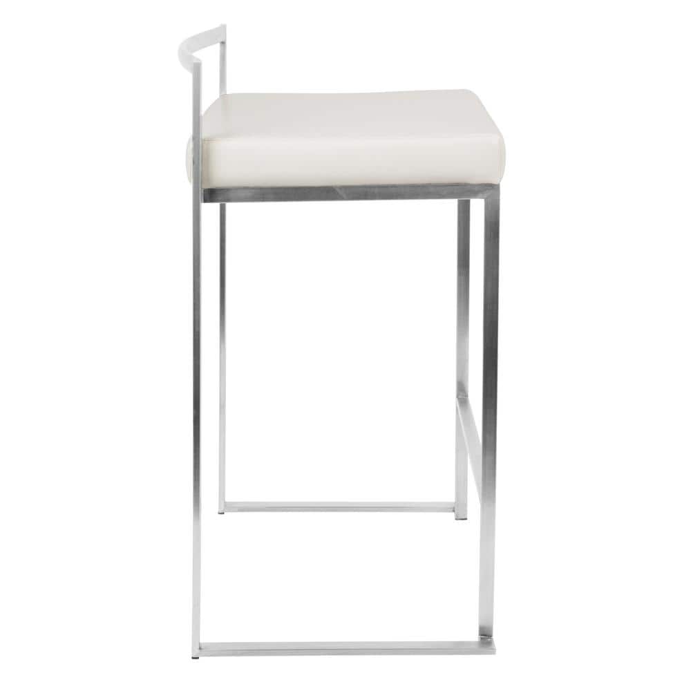 Contemporary Fuji 31" White Faux Leather Counter Stool