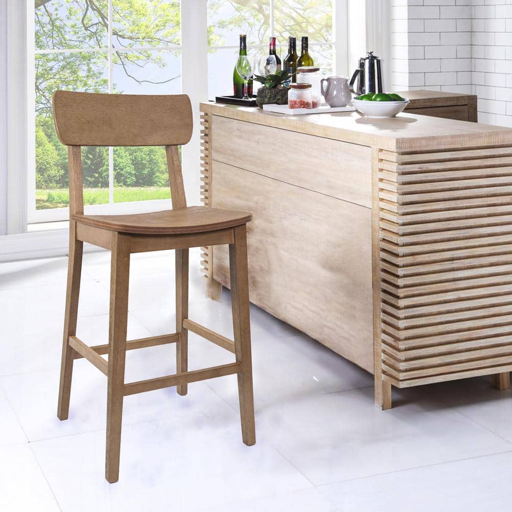 Torino 45'' Rustic Gray Acacia Wood Bar Stool