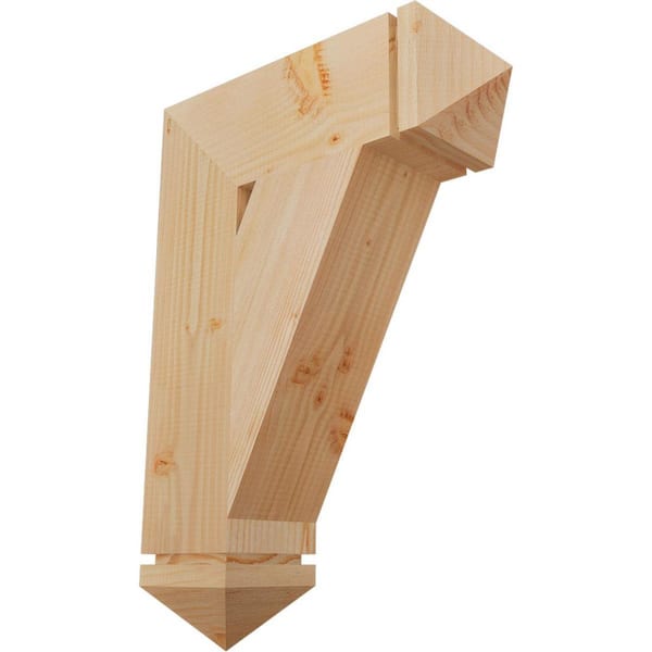 Ekena Millwork 5.5 in. x 28 in. x 20 in. Douglas Fir Traditional Arts and Crafts Smooth Bracket