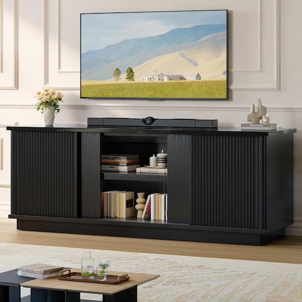 Bestier 65 in. Modern Black Marble TV Stand Fits TVs up to 70 in