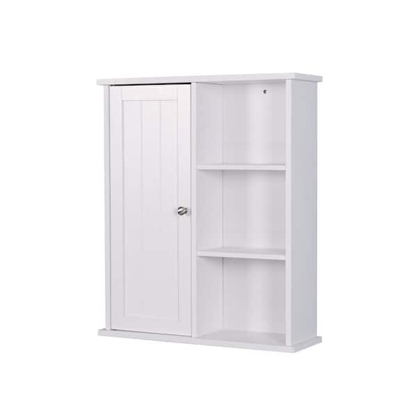 23.62 in. x 7.1 in. x 28 in. MDF Bathroom Storage Wall Cabinet in White with 1 Left Cabinet Door and 1 Adjustable Shelf