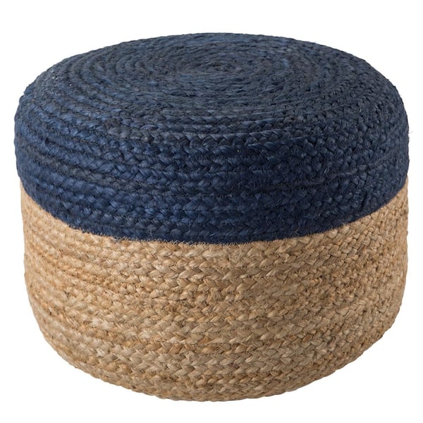 Jalissa Ombre Blue/ Beige Cylinder Pouf
