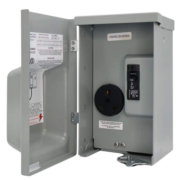 30 Amp RV Power Outlet with 30 Amp Single-Pole Breaker