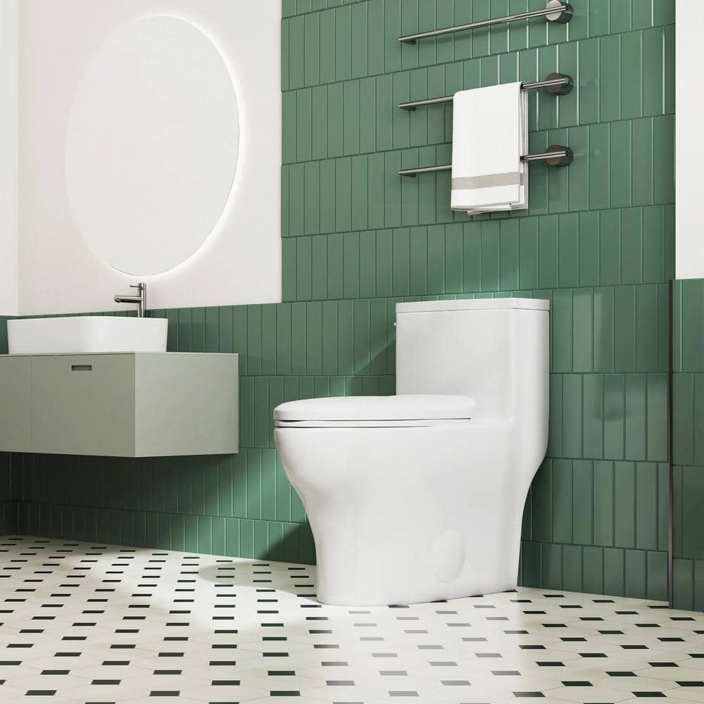 Salerno White 1.28 GPF Elongated One-Piece Toilet