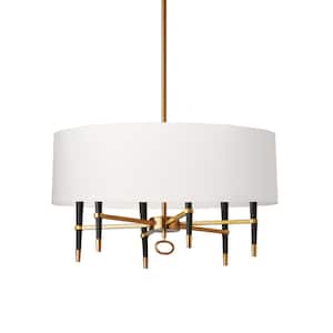 Langford 6-Light Vintage Bronze LED Pendant with White Fabric Shade