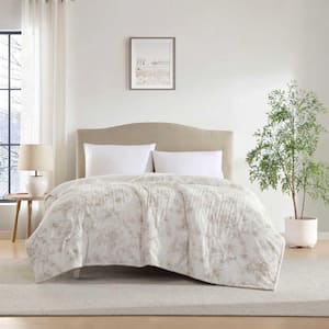 Laura Ashley Bedford 1-Piece Bone Plush Fleece Queen Electric