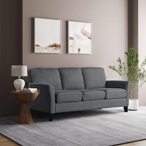 Walton 79.9 in. Flared Arm Polyester Rectangle Sofa in. Charcoal Grey