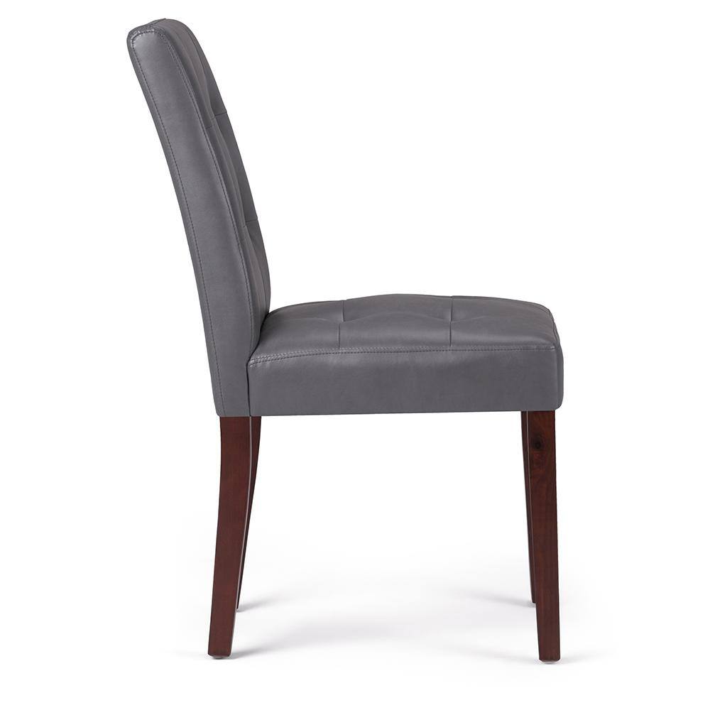 Stone Grey Faux Leather Upholstered Parsons Side Chair Set