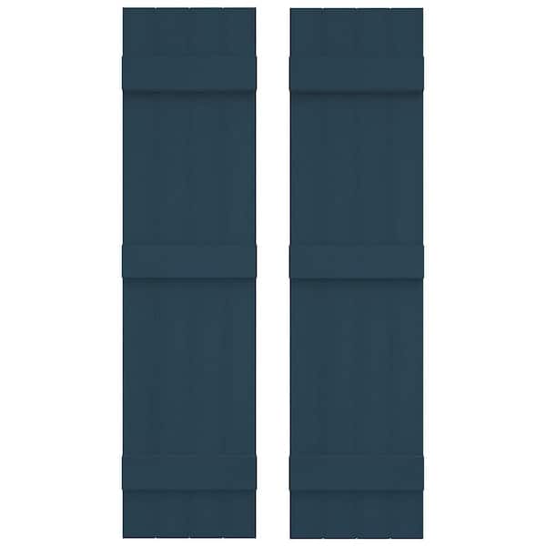 14 in. W x 55 in. H Vinyl Exterior Joined Board and Batten Shutters Pair in Classic Blue