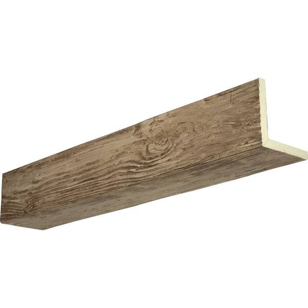 Ekena Millwork 8 in. x 4 in. x 22 ft. 2-Sided (L-Beam) Sandblasted Natural Pine Faux Wood Ceiling Beam