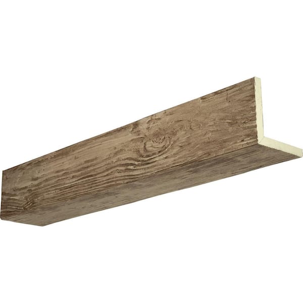 Ekena Millwork 10 in. x 8 in. x 8 ft. 2-Sided (L-Beam) Sandblasted Natural Pine Faux Wood Ceiling Beam