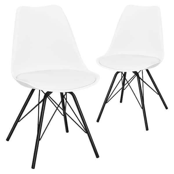 Costway White Thickened PP Seat Dining Chair (Set of 2)