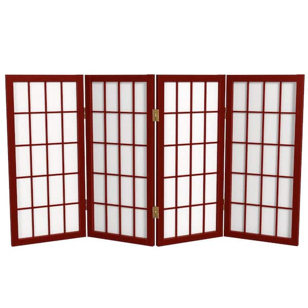 2 ft. Short Desktop Window Pane Shoji Screen - Rosewood - 4 Panels