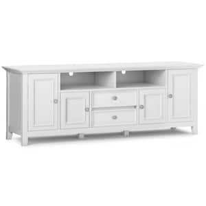 Amherst Solid Wood 72 in. Wide Transitional TV Media Stand in White For TVs up to 80 in.