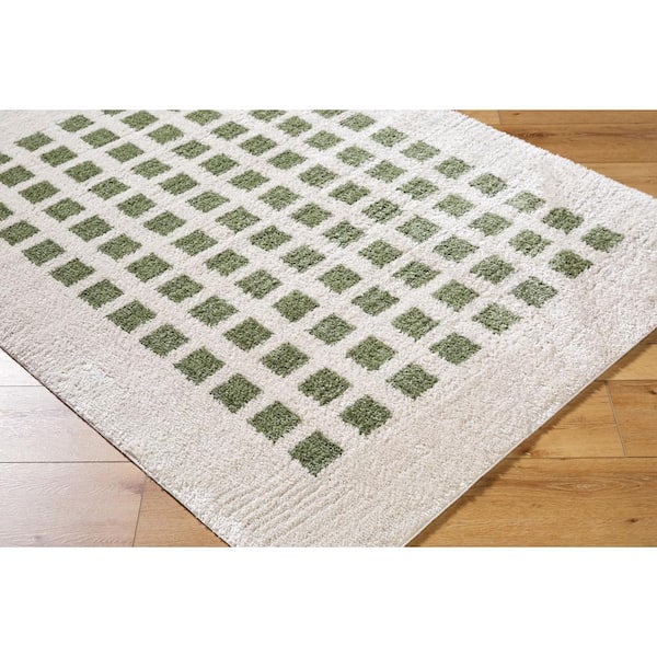 Fossay Shag Green 8 ft. x 10 ft. Modern Indoor Area Rug