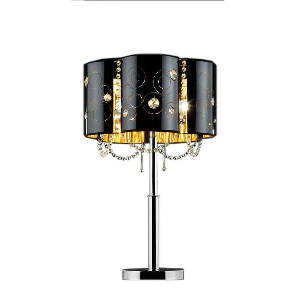ORE International 30 in. Black and Silver Chrome Steel Starry Night Table Lamp