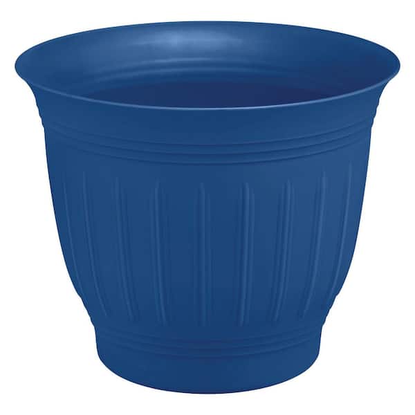 Vigoro 13.7 in. Lyla Medium Zaffer Blue Glossy Resin Planter