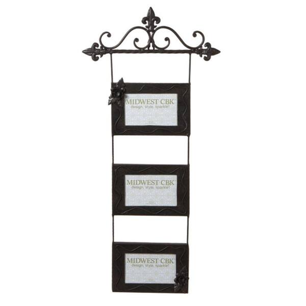 Filament Design Sundry 3-Opening 3 in. x 5 in. Fleur De Lis Black Iron Triple Picture Frame-DISCONTINUED