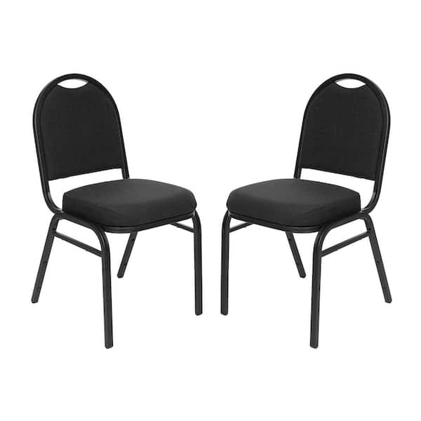 Celia Collection Plush Fabric Padded Stackable Banquet Chair, Black/Black Frame, (Pack of 2)