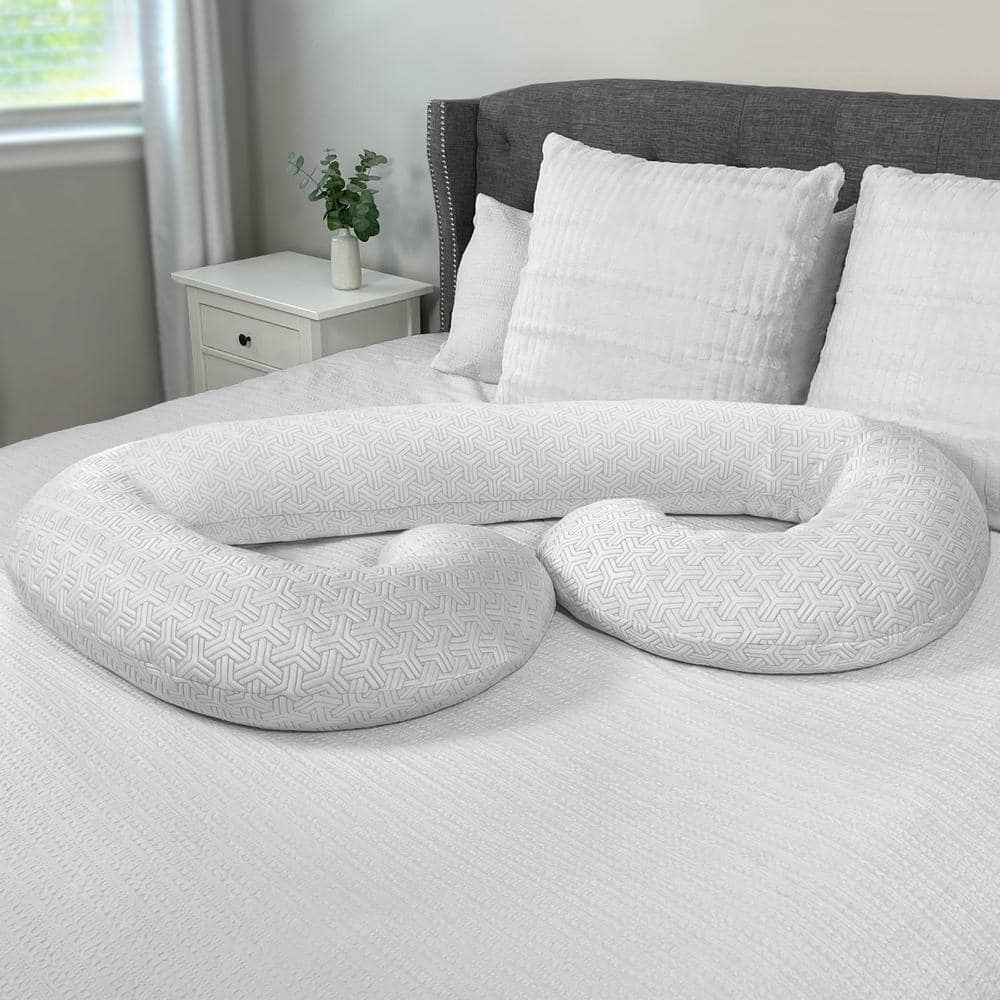 C-Shaped Cooling Maternity Body Pillow with Knitted Cover
