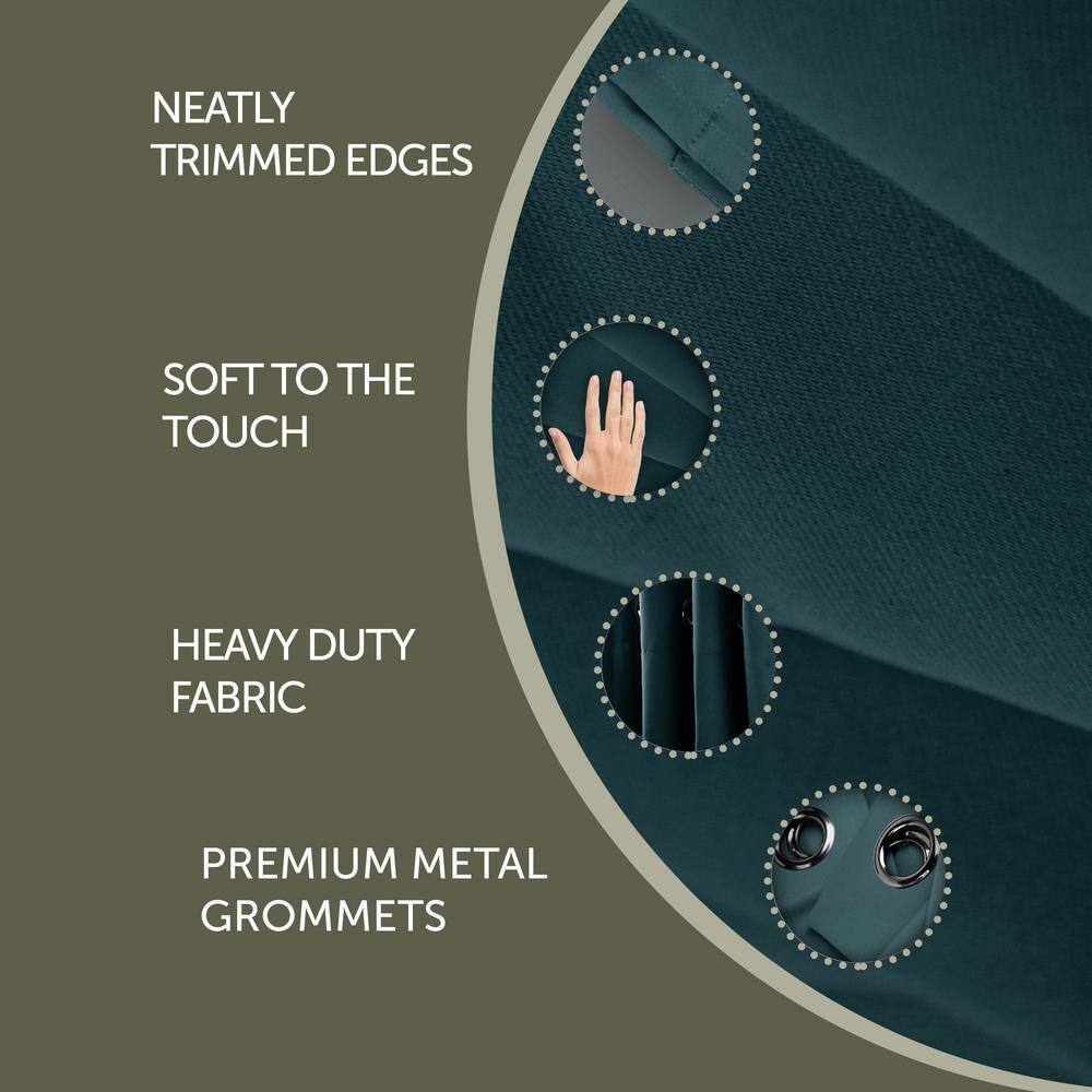 Turquoise Polyester Blackout Grommet Curtain Panel 150" x 108"