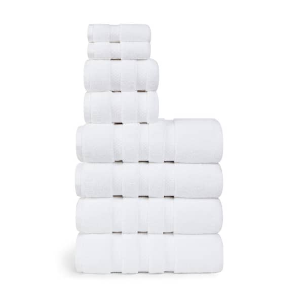 VIVENDI Infinity 8-Piece White Solid Cotton Bath Towel Set