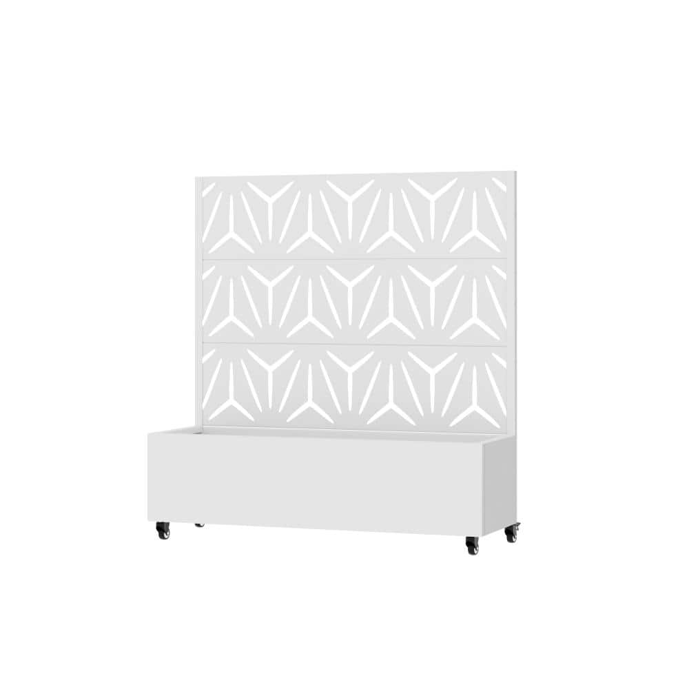 47 in. L x 16 in. W x 47 in. H White Wheeled Square Wrought Iron Bed with Three-Pointed Star Trellis (1-Pack) price history on PriceWatchPro