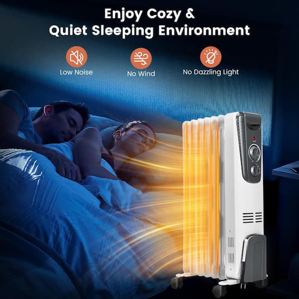 GIVIMO Oil-Filled Heater 1500W White Indoor Electric Radiant Space