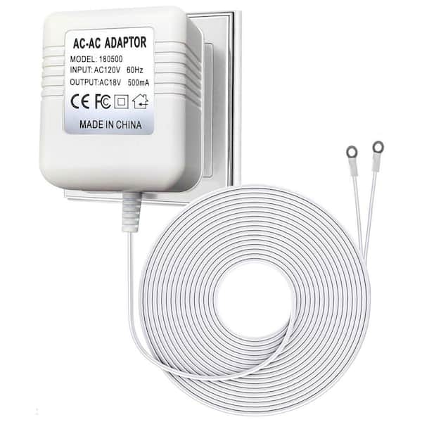 18V Video Doorbell Power Adapter Supply Transformer for Ring Nest Eufy Arlo 26.2 ft. White Pure Copper Wire