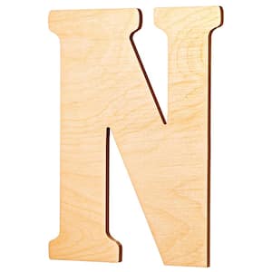 15 in. Oversized Unfinished Wood Letter (N)