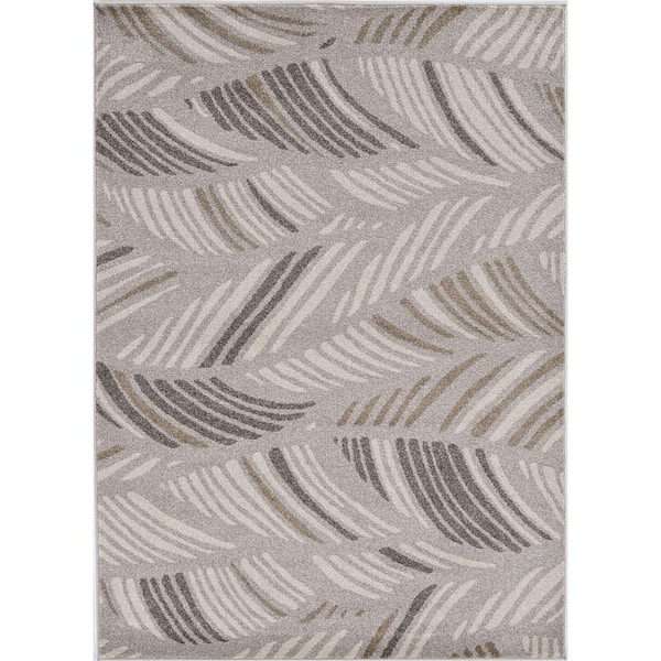 Nova Gray/Beige 3 ft. x 5 ft. Floral Tropical Outdoor Rug