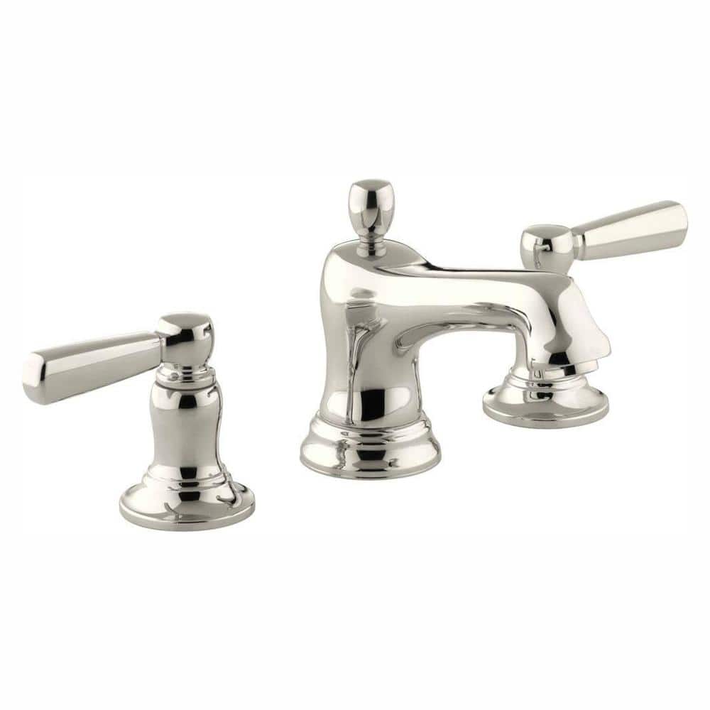 Kohler Bancroft 8 In Widespread 2 Handle Low Arc Bathroom Faucet In Vibrant Polished Nickel K 10577 4 Sn The Home Depot