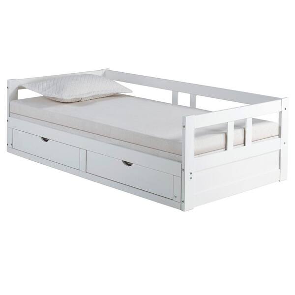 Alaterre Furniture Melody White Twin To, Twin Daybed With Headboard Storage